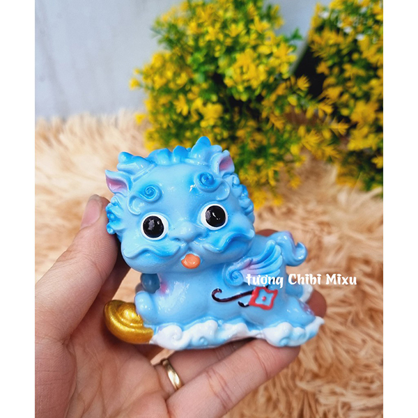 Bộ 02 tượng Kỳ Lân size lớn màu xanh dương